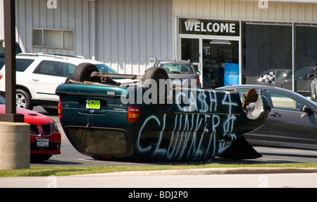 Segno pubblicità i contanti per Clunkers program Foto Stock