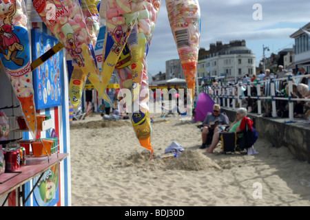 Un fast food chiosco sulla spiaggia di Weymouth Foto Stock