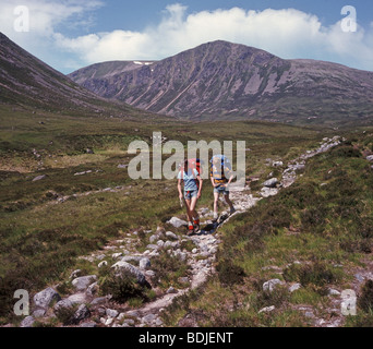 Passeggiate in collina in Glen Derry nel Parco Nazionale di Cairngorms Scozia. SCO 5316 SE Foto Stock