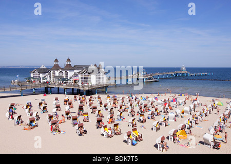 Molo di Sellin, Ruegen isola, Mar Baltico, Germania settentrionale Foto Stock