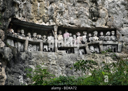 Indonesia Sulawesi, Tana Toraja area, Suaya village, re della pietra memorial tombe Foto Stock