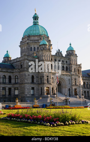 Il legislativo o gli edifici del Parlamento europeo si trova sul porto interno, Victoria, Isola di Vancouver, British Columbia, Canada. Foto Stock