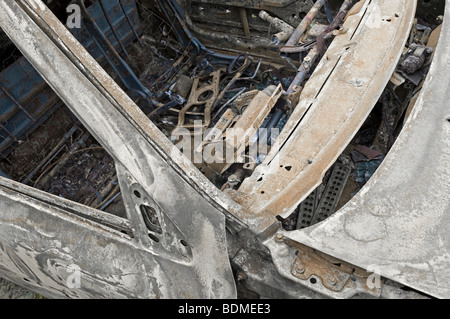 Bruciato si è schiantato automobile - Francia. Foto Stock