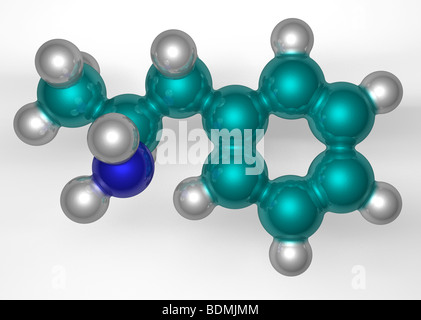 Tridimensionale, riempimento spaziale, generato da calcolatore modello molecolare di anfetamine Foto Stock