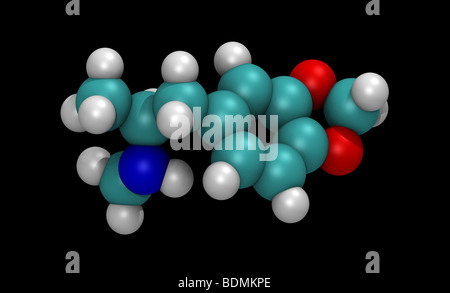 Tridimensionale, riempimento spaziale, generato da calcolatore modello molecolare di ecstasy, noto anche come MDMA Foto Stock