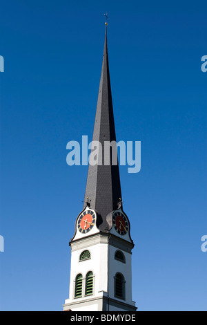 Guglia di Malters, con 97.56 metri il più alto La torre di una Chiesa cattolica in Svizzera, Malters, Canton Lucerna, Svizzera Foto Stock