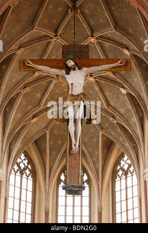 Landshut, Stifts- und Pfarrkirche San Martin, Chorbogenkruzifixus Foto Stock