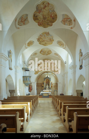 Perschen, San Peter und Paul Kirche, Innenraum in Perschen mit barocken Deckenmalereien von Franz Johann Littmann von 1753 Foto Stock