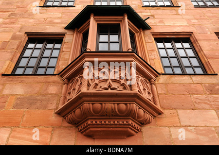Stone baia finestra 'Choerlein' nel centro storico di Norimberga, Media Franconia, Baviera, Germania, Europa Foto Stock