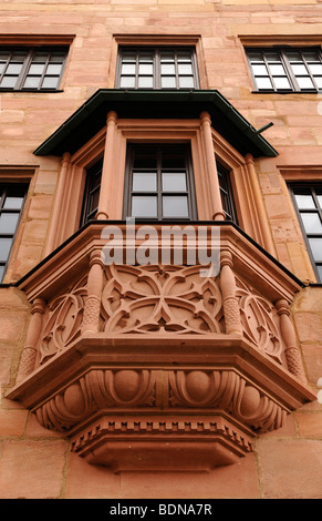 Stone baia finestra 'Choerlein' nel centro storico di Norimberga, Media Franconia, Baviera, Germania, Europa Foto Stock