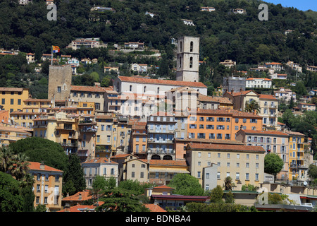 Panoramica del Mediterraneo medievale città di Grasse Foto Stock