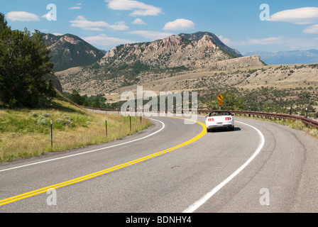 La guida lungo la Chief Joseph Scenic Byway nel Wyoming Foto Stock