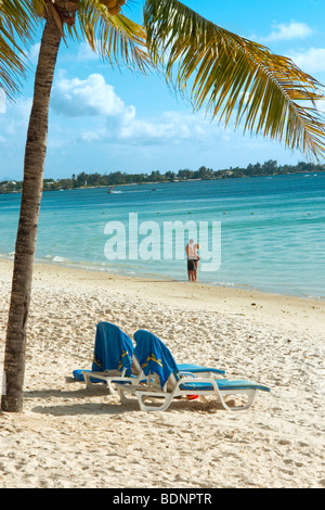 Spiaggia di fronte all'HotelTrou aux Biches, Mauritius Foto Stock