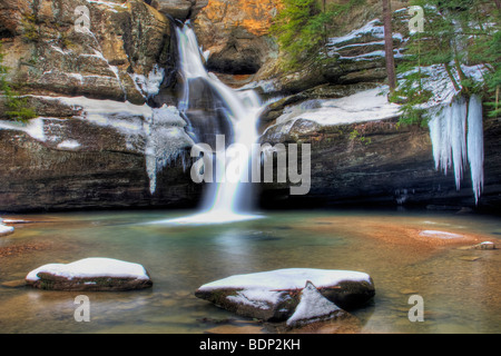 Paesaggio invernale a Cedar Falls State Park Ohio Foto Stock