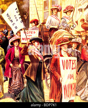 AMERICAN SUFFRAGETTES marzo per le donne il diritto di voto. Foto Stock