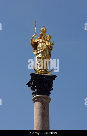 La Mariensäule nella Marienplatz di München Monaco di Baviera, Germania Foto Stock