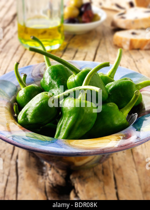 Padron freschi peperoni Foto Stock