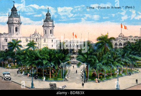 Plaza de Armas, Lima, Peru, nei primi anni del XX secolo. Artista: sconosciuto Foto Stock