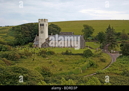 St James chiesa in Manorbier in Pembrokeshire West Wales Foto Stock