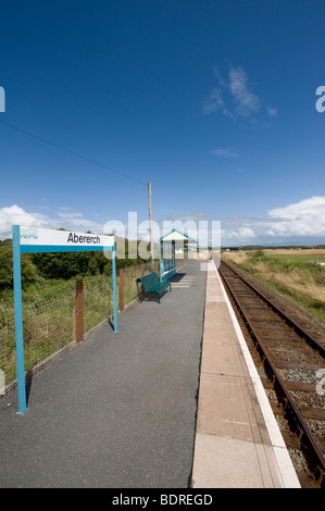 Aberech stazione ferroviaria sulla Cambrian Coast line, Galles Foto Stock