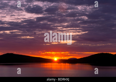 Sonnenuntergang un einem vedere bei arjeplog, lappland, SCHWEDEN, lago al tramonto, Lapponia, Svezia Foto Stock