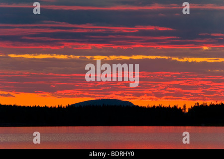 Un abendstimmung einem vedere bei arjeplog, lappland, SCHWEDEN, atmosfera serale al vicino lago di arjeplog, Lapponia, Svezia Foto Stock