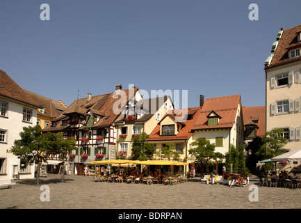 Schlossplatz piazza del castello di Meersburg sul Lago di Costanza, Baden-Wuerttemberg, Germania, Europa Foto Stock