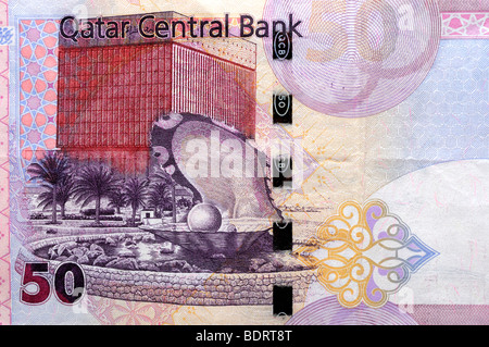 Il Qatar 50 cinquanta Riyal Bank nota. Foto Stock