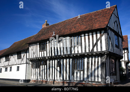 La struttura di legno Cottage Lavenham città della contea di Suffolk in Inghilterra La Gran Bretagna REGNO UNITO Foto Stock