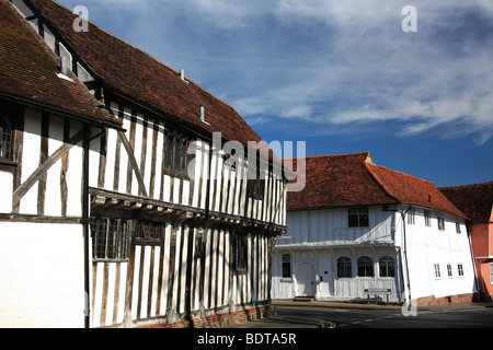 La struttura di legno Cottage Lavenham città della contea di Suffolk in Inghilterra La Gran Bretagna REGNO UNITO Foto Stock