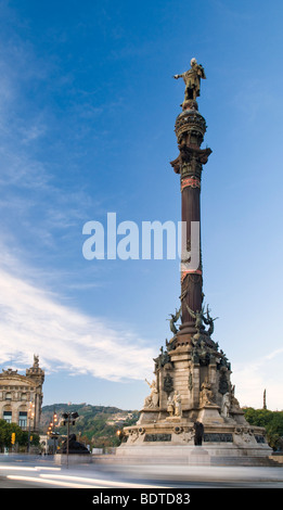 Il monumento a Cristoforo Colombo a Barcellona, Spagna. Foto Stock