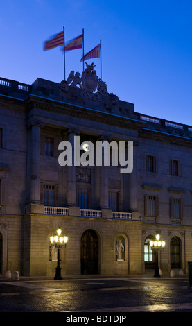 Barcelona City Hall in Placa de Sant Jaume a Barcellona, Spagna. Foto Stock