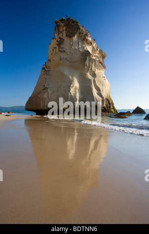 Cove della cattedrale, dal vento e dall'acqua abilmente scolpiti rock formazione presso la spiaggia di Cove della cattedrale, Penisola di Coromandel, Nuova Zelanda Foto Stock