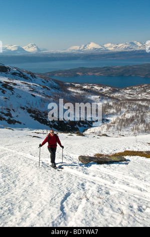 Skitourengeher, ofotfjorden, narvik, Nordland, norwegen, sci alpinismo, Norvegia Foto Stock