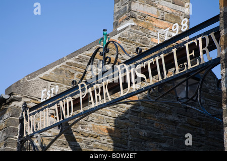 Eingang, ingresso, Highland Park distillery a Kirkwall, Orkney Islands, SCOZIA Foto Stock