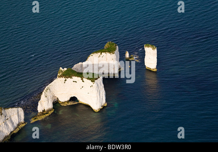 Vista aerea del vecchio Harry rocce. Il Dorset. Regno Unito Foto Stock