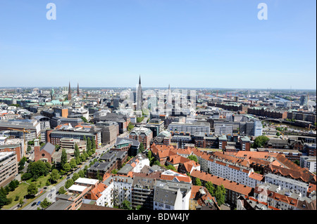 Vista di Amburgo da St chiesa Michaeliskirche, Germania, Europa Foto Stock