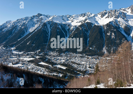 Chamonix-Mont-Blanc, sulle Alpi francesi, Haute Savoie, Chamonix, Francia Foto Stock