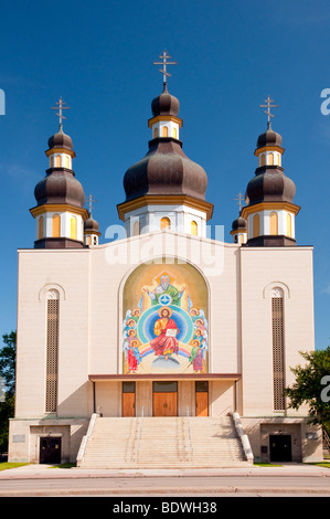 Il fronte esterno della chiesa ortodossa ucraina, Santa Trinità in Winnipeg, Manitoba, Canada. Foto Stock