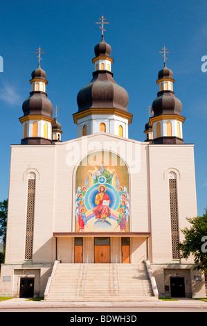 Il fronte esterno della chiesa ortodossa ucraina, Santa Trinità in Winnipeg, Manitoba, Canada. Foto Stock