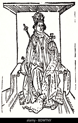 W caxton 1522 17 luglio w de worde interludio del worlde e il bambino un imperatore la sua testa leggermente girata verso il mare a destra Foto Stock