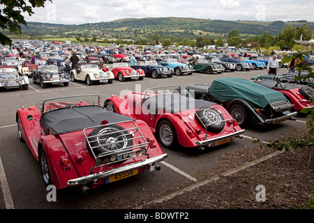 Line-up di Morgan automobili a celebrazioni centenarie Cheltenham Racecourse UK Agosto 2009 Foto Stock