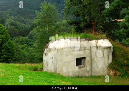 Bunker militare della linea Schoeber, linea di fortificazioni di calcestruzzo dalla II guerra mondiale, Srbská Kamenice, della Svizzera boema, Foto Stock