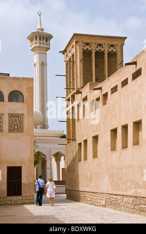 Storica area di Bastakiya a Bur Dubai Foto Stock