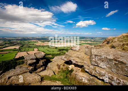 Il Stokesley pianura dal Wainstones, Banca affrettate sul modo di Cleveland, North York Moors National Park Foto Stock