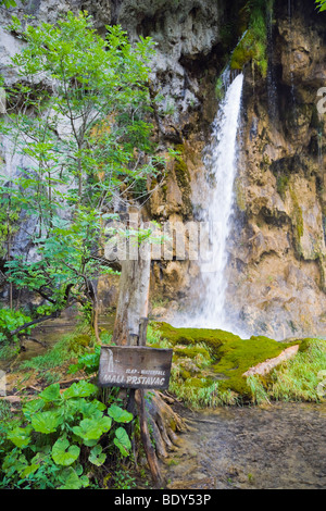 Mali Prstavac cascata, Plitvicka Jezera, il Parco Nazionale dei Laghi di Plitvice, Lika-Senj Affitto, Croazia, Europa Foto Stock