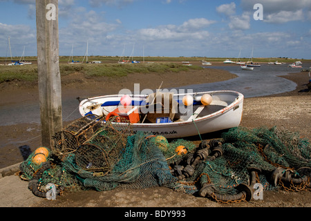 Bassa marea a Brancaster Staithe, Norfolk Foto Stock