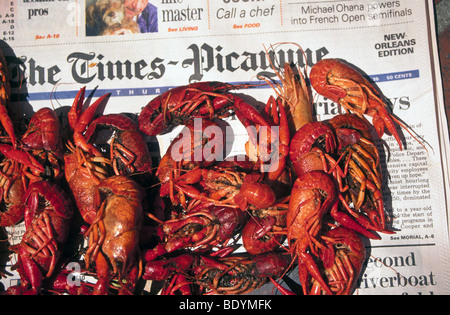 Fresca New Orleans crawdads gamberi di fiume per la vendita in un mercato locale del pesce nel Quartiere Francese di New Orleans, Louisiana Foto Stock