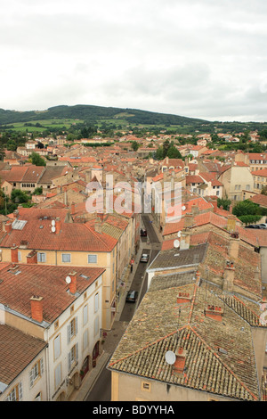 Borgogna Francia 2009 Cluny vista della città da Le Tour de Fromage torre di formaggio Foto Stock