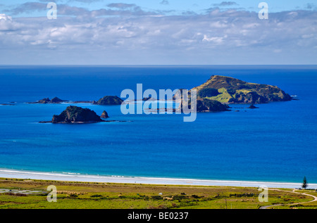 Matauri Bay e Motukawaiti isola in cavalli Gruppo di Isole Northland e Nuova Zelanda. Foto Stock